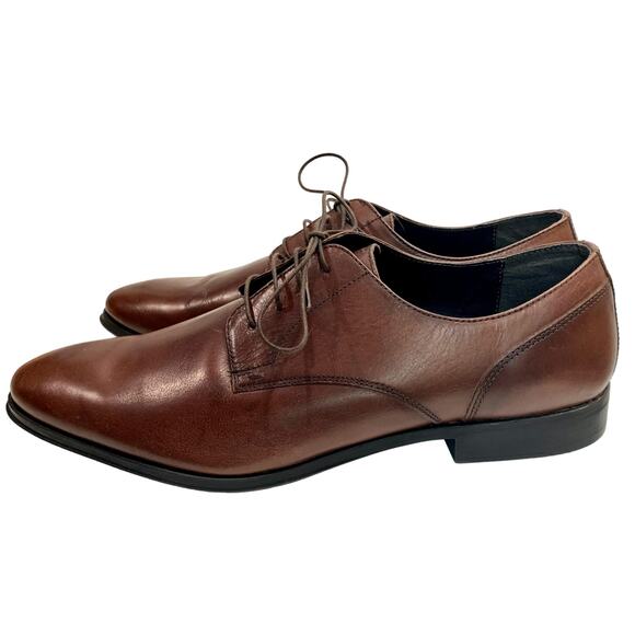 NWOB Asos Design Lace Up Derby Shoes Tan Brown Leather | Men 15 - Picture 4 of 10